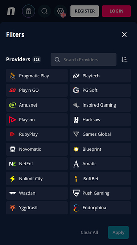 Desarrolladores de juegos móviles de Novibet Casino