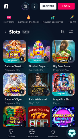 Juegos móviles del casino Novibet