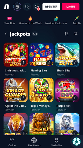 Jackpot móvil del casino Novibet