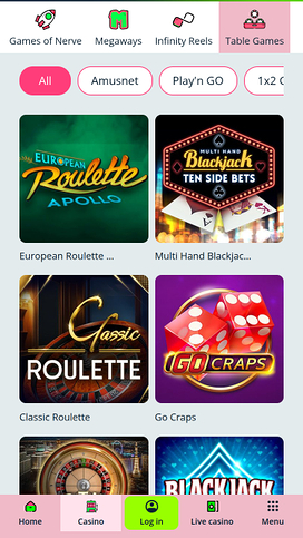 Nutz Casino Mobile Table Games