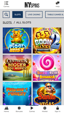 NYspins Casino Mobile Games