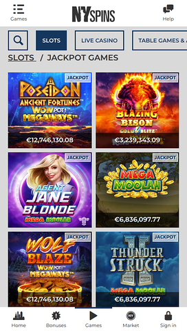 NYspins Casino Mobile Jackpot