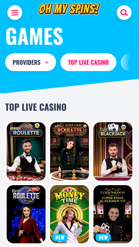 Oh My Spins Casino Mobile Live Dealer