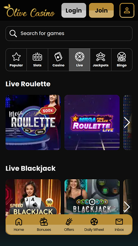Olive Casino Mobile Live Dealer