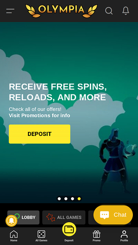 Olympia Casino Mobile Homepage