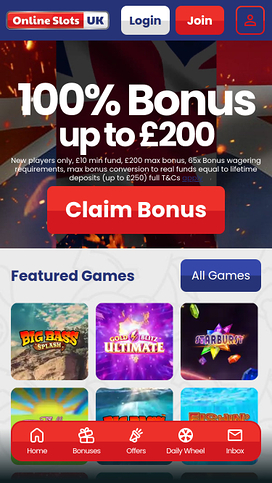 Online Slots UK Mobile Homepage