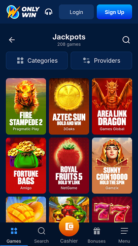 Only Win Casino Mobile Jackpot