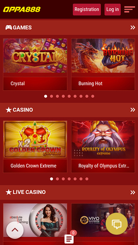 Oppa 888 Mobile Homepage