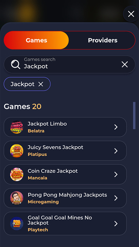 Jackpot móvil del casino Oro.gg