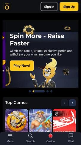 Osombet Casino mobile homepage