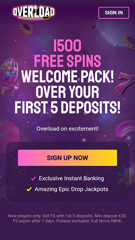 Overload Casino Mobile Homepage