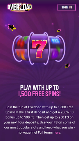 Overload Casino Mobile Promotions