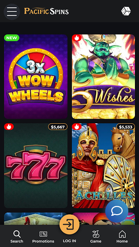 Pacific Spins Casino Mobile Games