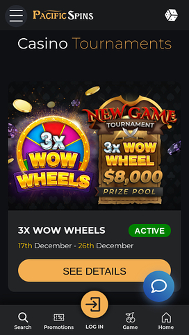Pacific Spins Casino Mobile Tournaments