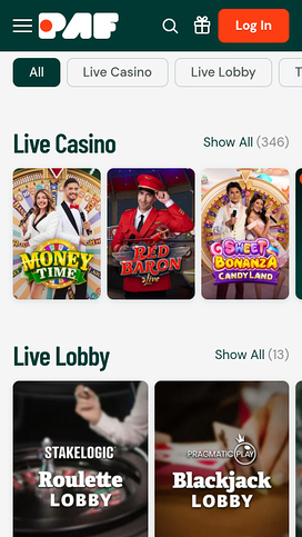 Paf Casino Mobil Live Dealer