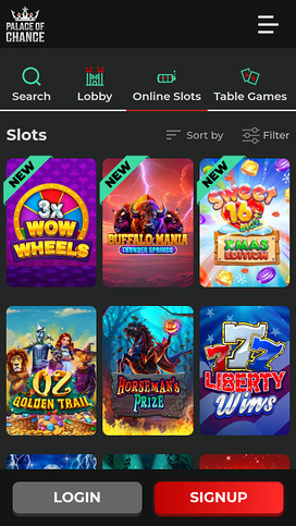 Palace of Chance Mobile Games