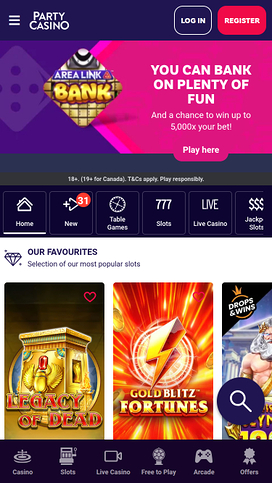PartyCasino Mobile Homepage