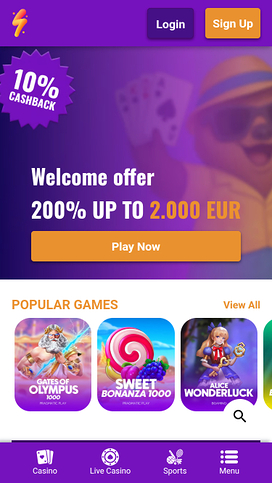 PartySpins Casino Mobile Homepage