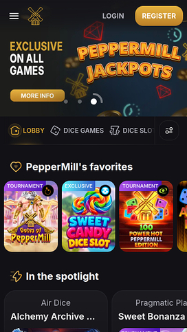 PepperMill Casino Mobile Homepage