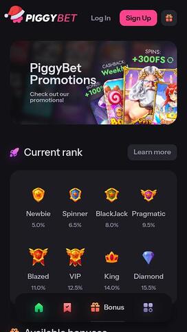PiggyBet Casino Promotions Mobile
