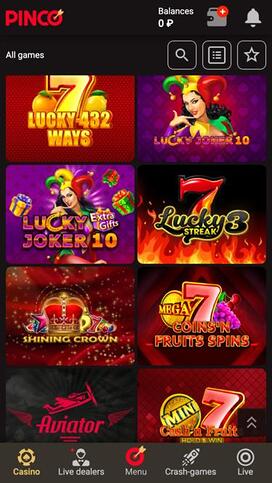 Pinco Casino Games Mobile