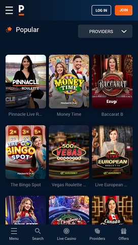 Pinnacle Mobile Live Dealer