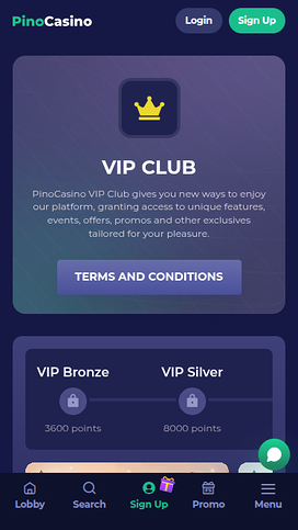 Pino Casino Mobile VIP Program