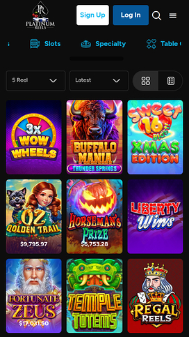 Platinum Reels Casino Mobile Games