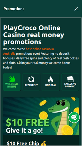 Play Croco Casino Mobile Promotions