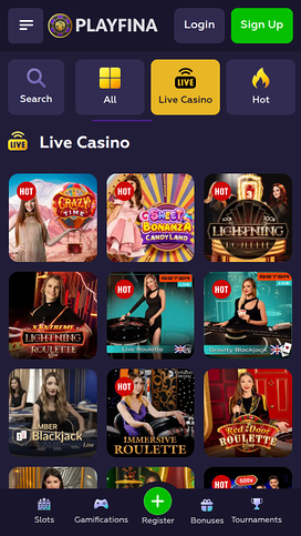 Playfina Casino Mobile Live Dealer