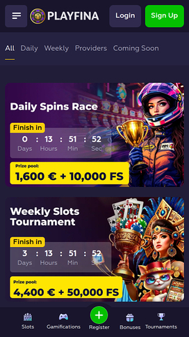 Playfina Casino Mobile Tournaments