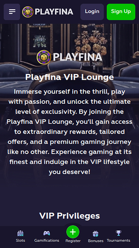 Playfina Casino Mobile VIP Program