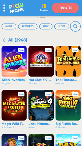 PlayFrank Casino Games Mobile