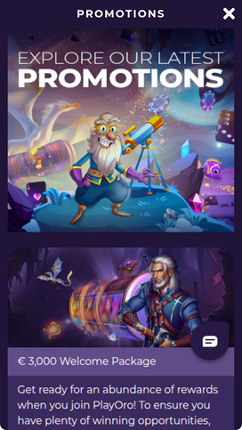 PlayOro Mobile Promotions