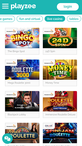PlayZee Casino Mobile Live Dealer