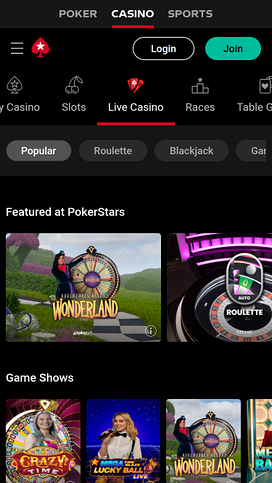 PokerStars Mobile Live Dealer
