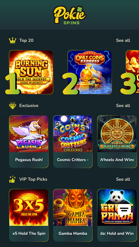 Pokie Spins Casino Mobile Games