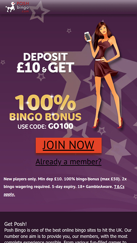 Posh Bingo Mobile Homepage
