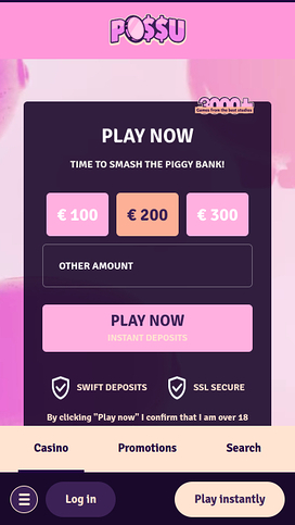 Possu Casino Mobile Homepage