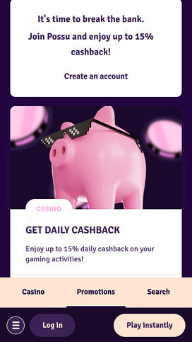 Possu Casino Mobile Promotions
