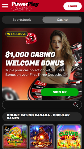 PowerPlay Casino Mobile Homepage
