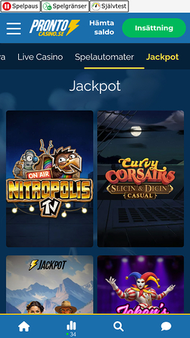 Pronto Casino Mobile Jackpot