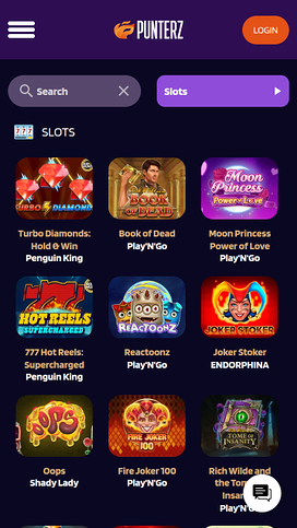 Juegos móviles del casino Punterz