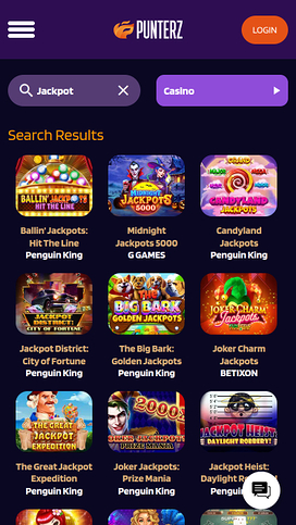 Jackpot móvil del casino Punterz