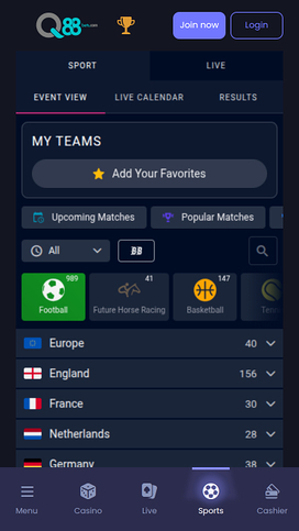 Q88bets Mobile Sports