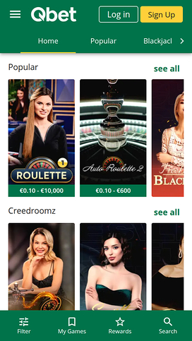 QBet Casino Mobile Live Dealer