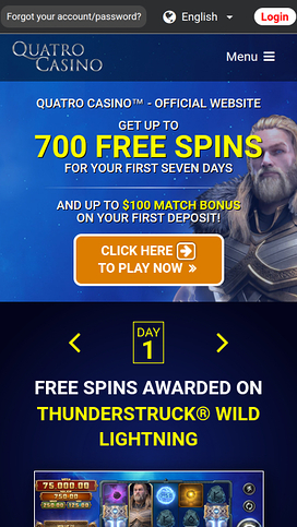 Quatro Casino Mobile Homepage