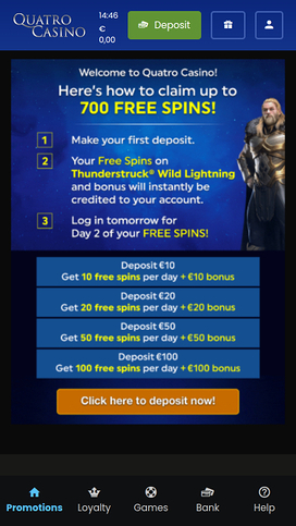 Quatro Casino Mobile Promotions