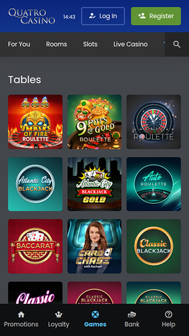 Quatro Casino Mobile Tables