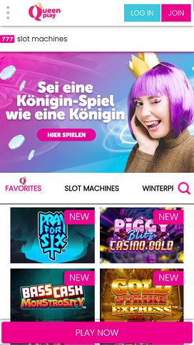 Queen Play Casino Mobile Homepage